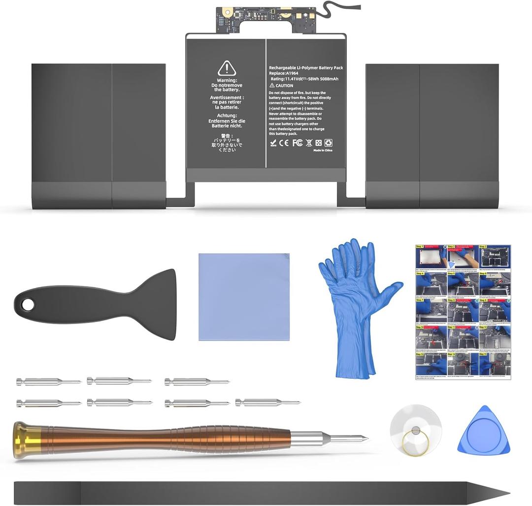A1989 A2251 Battery Replacement, A1964 Battery for MacBook Pro 13 inch A1989 (Mid 2018, 2019) A2251 (2020) EMC 3214 3358 3348 Identifier MacBookPro15,2 & MacBookPro16,2 Capacity 58Wh 5086mAh
