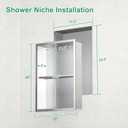 Stainless Steel Shower Niche Insert 12" x 24" Brushed Silver