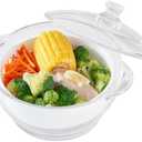 Glass Microwave Steamer for Vegetables, Broccoli, Fish & Food – Oven Safe Steamer Bowl for Cooking, BPA-Free, Odorless & Dishwasher Safe（1.5L）