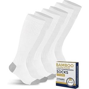 Pembrook Bamboo Viscose Light Compression Socks - 3 Pairs | 8-15 mmhg Compression Socks | Knee High Comfort Support Socks 3XL