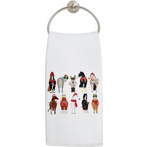 Christmas Horse Kitchen Towels, Horse Lover Gifts Hand Towels for Bathroom Decor, Holiday Christmas Farm Animal Horses Dish Tea Towel for Kitchen Decor, 16x24 Inch