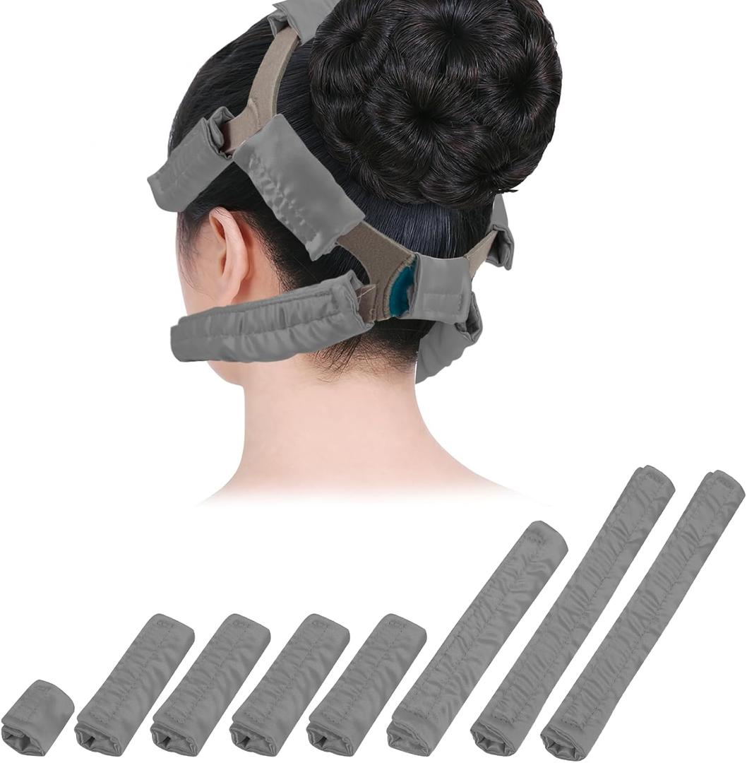 8 PCS Satin CPAP Mask Strap Covers, Comfortable CPAP Strap Covers, Silky CPAP Mask Cushions to Fit Airfit f20 Headgear, Anti Wrinkle CPAP Hair Protector for Reducing Red Marks (Grey)