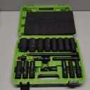 SUNHZMCKP 20 PCS 1/2" Impact Socket Set, Drive Deep 6 Point Socket Set, Including Standard SAE Sockets (3/8" to 1-1/4"), 3 ", 6", 10" Impact Extension Bar and Drill Socket Adapter, Cr-MO