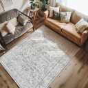 jinchan Machine Washable Area Rugs 4x6 - Vintage Floral Stain Resistant Low Pile Ultra-Thin Non Slip Accent Rug for Bedroom Living Room Kitchen Dining Room Entryway (4x6ft,Grey)