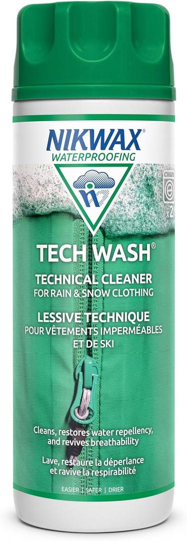 Nikwax Tech Wash,10 fl. oz., Nikwax Tech Wash Technical Cleaner for Jackets and Outerwear, Restores Waterproofing in Rain, Ski, and Snow Gear, Safe for Gore-Tex and DWR