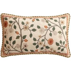 ISAENNE Design Linen Classic Throw Pillow Covers 12"x20", French Farmhouse Rectangle Cushion Covers with Orange White Floral Pattern Decor Pillowcases for Bed,Living Room,Outdoor,Car