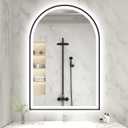 24x36 Arched Black LED Mirror for Bathroom with Frontlit & Backlit, LED Bathroom Mirror with Metal Frame, Anti-Fog, Stepless Dimmable, 3 Color Temperature