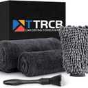 2 Pack 1300 GSM Car Drying Towel, Microfiber Towels for Cars - 36" x 24" & 16" x 16", Ultra-Absorbent, Streak Free, Premium Double Twisted-Loop Microfiber Cleaning Cloth with Car Wash Mitt (Black)