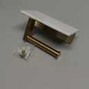 Brushed Gold Toilet Paper Holder with Shelf, 304 Stainless Steel Screw Wall Mounted, Marble Tissue Roll Holder with Storage