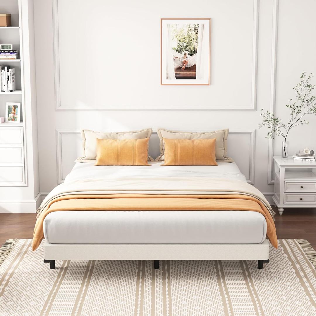 Box Spring Full Size Bed 6 Inch - Heavy Duty Box Spring Mattress Foundation Metal Bed Base with Fabric Cover, Noise Free Easy Assembly Non Slip/Non-Slip/Easy Assembly