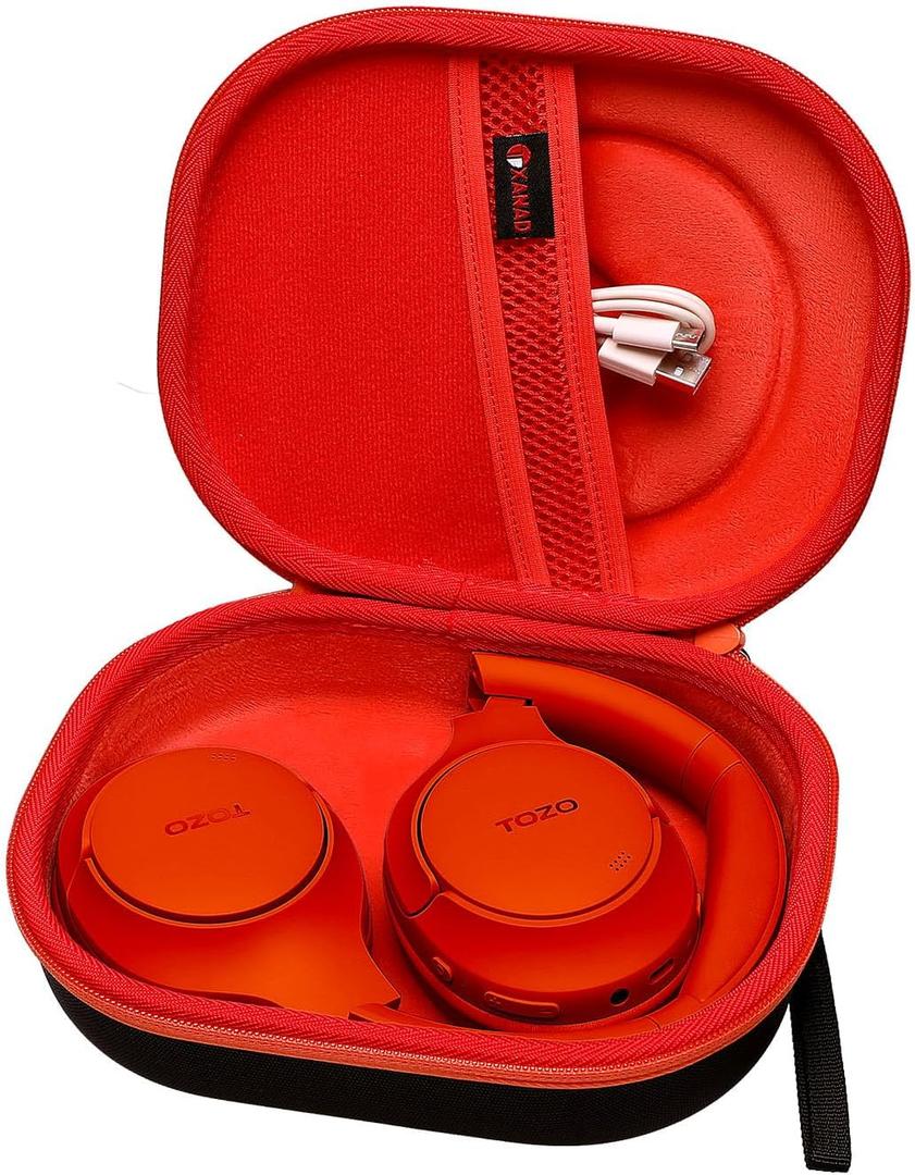 XANAD Hard Case for Bose QuietComfort, QC 45, QC 35 Wireless Noise Cancelling Headphones - Orange (Outer Black+Inner Orange)