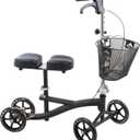 Roscoe Medical Knee Scooter for Adults for Foot Surgery, Foldable & Adjustable Knee Walker for Broken Foot & Leg Injuries, Crutch Alternative, Knee Rover, Dual Pad, (Up to 350lbs, 8' Wheels), Black