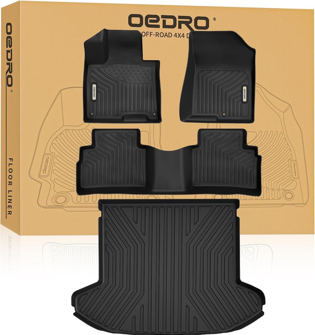 OEDRO Floor Mats for 2023-2026 Kia Sportage Gas (Not for Hybrid), TPE All Weather Car Liners Tailored Fit for Sportage, Waterproof Interior Accessories, 1st & 2nd Row & Cargo Liner