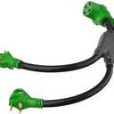 RVGUARD RV Y Adapter Cord with Handle Two 30 Amp TT-30 Male Plug to  Amp  Female, Green