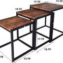 Nesting Table Set of 3 Side Tables, Modern Coffee Table Stacking End Table with Metal Frame Brown, 17.72"D x 17.72"W x 19.69"H