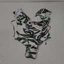 SPORLIKE Women One Piece Swimsuit V-Neck Ruffle Bathing Suit Monokini(Leaves/White,Size S)
