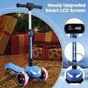 24V Electric Scooter for Kids w/150W Powerful Motor, Thumb Throttle, LCD Screen, Bluetooth, Light-Up Stem Deck & Wheels, 3 Adjustable Heights, 5MPH Safe Speed, 3 Wheel Electric Scooter for Kids
