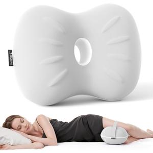 Knee Pillow for Side Sleepers - Cooling Pillows Between Legs for Side Sleeping - Large Memory Foam Knee Pillows for Hip Pain & Spine Alignment (Light Grey)