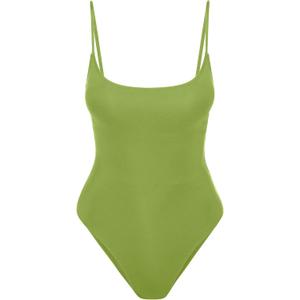 Narecte Sexy One Piece Bathing Suit for Women Tummy Control High Cut One Piece Swimsuit Womens Swim Suit (4-6, Grass Green)