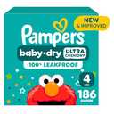 Pampers Diapers - Baby Dry - Size 4, 186 Count, Absorbent Disposable Infant Diaper (Packaging May Vary) 