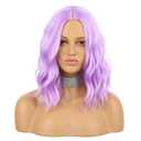 eNilecor Purple Wig, Short Colored Wigs Bob Wig for Women, Natural Wavy Colorful 14 Inch Middle Part Synthetic Lilac Neon Wig for Cosplay Party Costume lavender Purple