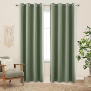 KOUFALL Energy Saving Efficient Smart Curtains for Sliding Glass Door,Blackout Boho Window Curtains for Living Room Decor,Sage Green,86 Inches Long (52"W x 86"L (Pack of 2))