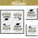 Class of 2026 Graduation Party Supplies - Serve 16 with White and Gold Graduation Decorations Disposable Paper Plates and Napkins Set, for Congrats Grad Decorations and Favors