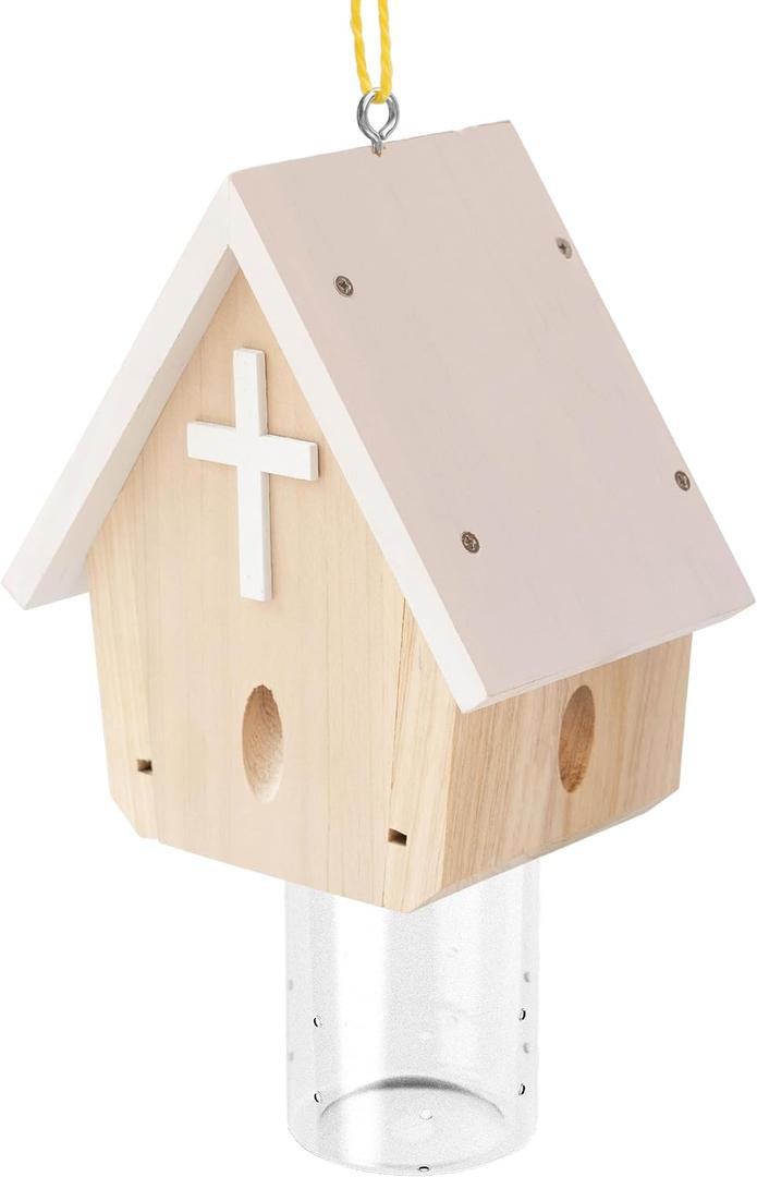 GRTRE 1 Pack Wood Carpenter Bee Trap for Outside - Best Bee Trap - Wood Boring Bee Trap- Nature Church Style Carpenter Bee Traps Outdoor Hanging - Insect Traps Removes Carpenter bee