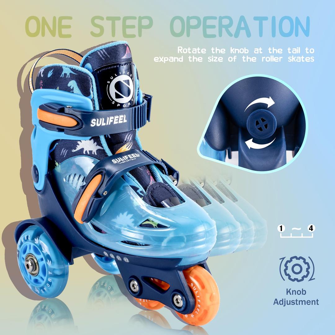 2PM SPORTS Inline Skates for Kids Girls Boys Ages 5-8 8-12 3-5 4-6 6-12 with Light Up Wheels, Adjustable Kids Roller Skates Blades for Beginner Youth Indoor Outdoor Size 11C 1 2 3 4 5 6 7 8 (Medium - Big Kid, Purple Blue)