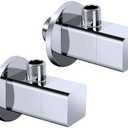 Hettecy Angle Valve NPT 1/2'' Inlet x 3/8'' Outlet Heavy Duty Quarter Turn Angle Shut Off Valve Squared Body Water Control Valve Chrome (2 Pack)