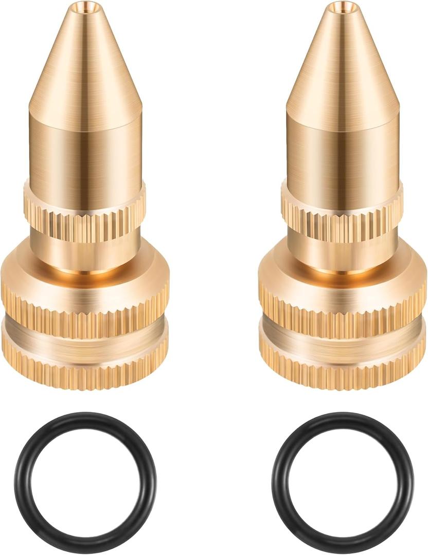 Feekoon 2 Pack Brass Adjustable Nozzle Replacement Compatible with Roundup 181331, All Brass Screw on Cone Nozzle Repair Kit having Gaskets Compatible with Scotts, Roundup, Smith Lawn, Garden Sprayer