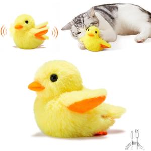 Potaroma Cat Toys Rechargeable Flapping Duck with SilverVine Catnip, Lifelike Quack Chirping, Touch Activated Kitten Kicker Plush Interactive Exercise Toys for All Breeds