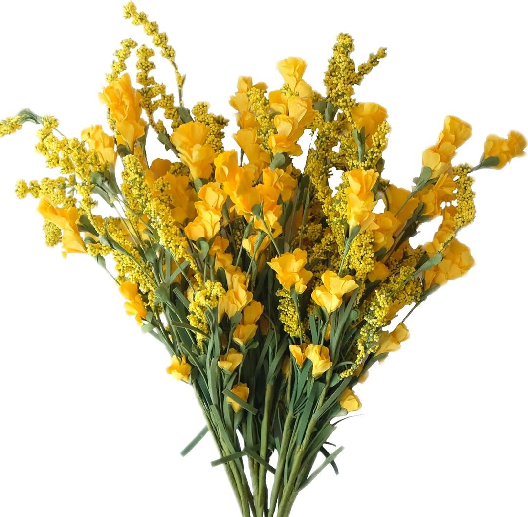 TEMPUS 10Pcs Artificial Flower Bulk Spring/Summer Flowers Wedding Party Vase Bouquet Floral Arrangement Home Decor Indoor Decor(Yellow)