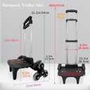 Lightweight Foldable Backpack Trolley  Black 3-Wheel Rolling Hand Truck with Strap, Portable Folding Cart for Backpack, Travel, Commuting, and Daily Utility Use
