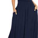 LILBETTER Women Sleeveless Deep V Neck Loose Plain Long Maxi Casual Dress (S)