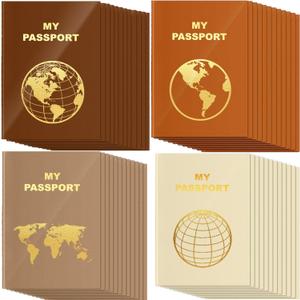 Lincia 48 Pcs Blank Passport Notebook Fake Passport Book Travel Journal Book Bulk Coloring Kids Travel Airplane Activity Classroom Decor School Projects (Warm Color)
