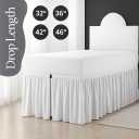 Cottingon Dorm Bed Skirt Twin XL 32" with Split Corners, 100% Microfiber Soft and Stylish, College Room Essential, Extra Long Dust Ruffle for Extended Beds, White