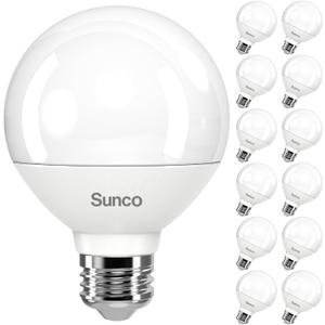 Sunco 6 Pack G25 LED Light Bulbs, Globe Vanity Lights for Bathroom High Output, 1000 LM, 11W (100W Equivalent), 5000K Daylight, Dimmable, E26 Base, Round Frosted Decorative Bulb UL