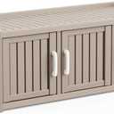 3 Doors Shoe Bench, Waterproof & UV-Resistant, Resin Shoe Cabinet Indoor & Outdoor Use, Entryway Bench with Adjustable Shelves & Hidden Storage Space for Bedroom, Hallway, Grey