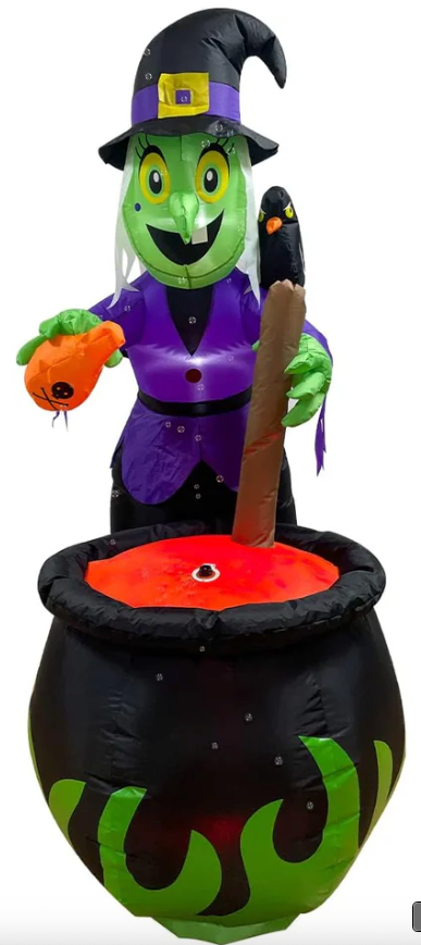 6 ft Tall Witch Pot with Bubbling Potion Halloween Inflatable