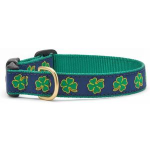 Up Country Navy Shamrock Pattern Dog Collar, Medium (12 To 18 Inches) 5/8 Inch Narrow Width