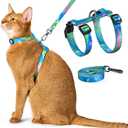 Cat Harness and Leash Set - Escape Proof Adjustable Cat Harness, Comfortable Soft Lightweight, Use Safe & Easy, Walking Travel Kitten Harness for Cats (Hawaii Green)