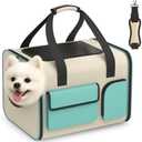 Small Dog Travel Carrier Bag - Soft Sided Pet Travel Carrier for up to 15LBS Small Dogs - Breathable and Comfortable for Car Trip Camping Outdoor Vet Hospital