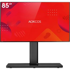 Universal Swivel TV Stand Table Top Mount Stand for 43 to 85 inch TVs, 8 Level Height Adjustable with Tilting, Heavy Duty Tempered Glass Base, Holds up 110lbs, MAX VESA 400x600mm, Black