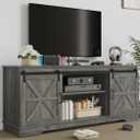 YITAHOME Farmhouse TV Stand for 65/60/55 Inch, Modern Entertainment Center with Sliding Barn Door, Wood TV Media Console Storage TV Cabinet for Living Room for 300lbs, Rustic Grey