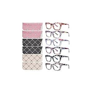 Kitchasy 6 Pack Reading Glasses,Quality Blue Light Blocking Reading Glasses,Filter UV Ray/Glare Computer Readers,Stylish Lightweight Spring Hinges Eyeglasses for Women