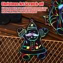 96pcs Christmas Scratch Papers, Christmas Magic Scratch Cards Ornaments Christmas Tree Snowman Scratch Creative DIY Hanging Craft Art Kits for Classroom Tree Decor (Style A)