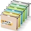 Extra Capacity Plastic Hanging File Folder,12 Pack Reinforced Hang Folders Letter Size,Heavy Duty 2 Inch Expansion,Filing Cabinet Folders,for Bulk Files, Medical Charts, Pastel Colors