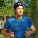 Black and Gold Swirl Liquid Ink Marble Workout Headbands Fashion Sports Sweatbands Yoga Hairbands for Fitness Athletic Non Slip Wicking Headscarf for Men Womens Girls Summer Accessories Elastic Bands (One Size, Funny Bigfoot Sasquatch Full Moon)