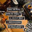 8 x 8 Pcs Pirate Sign Cutouts Set Pirate Party Signs Paper Cut Out Double Side Indoor and Outdoor Wall Decorations for Party Theme Events 11.81 x 2.76 Inch